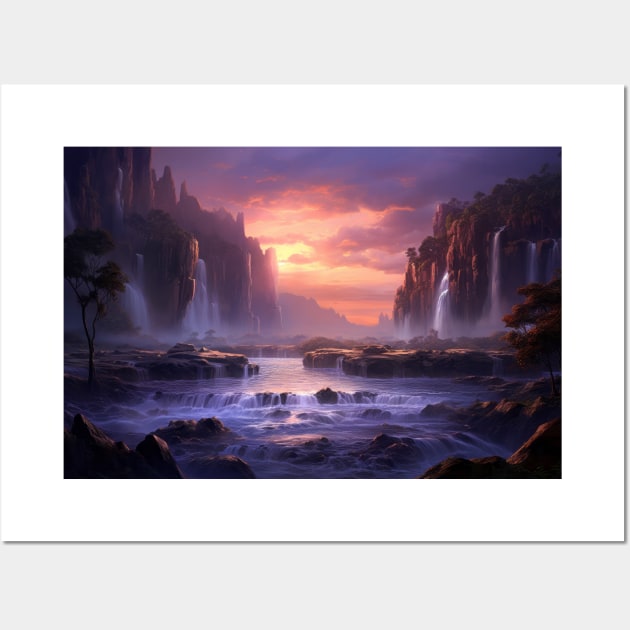 Waterfall Majestic Beautiful Landscape Wall Art by Cubebox